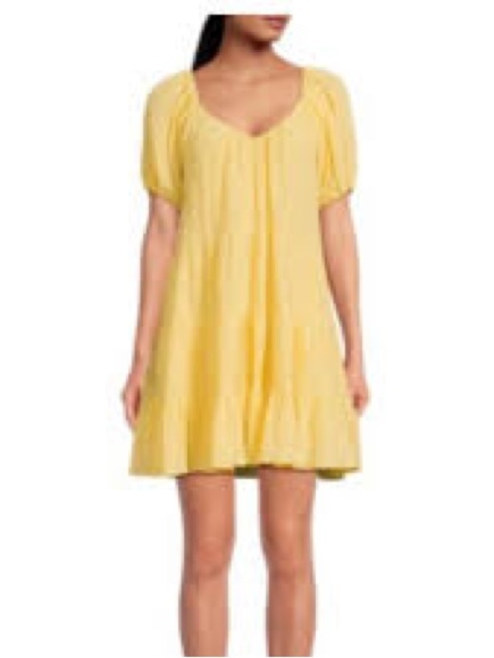 Rebecca Taylor Tiered Silk Cotton Puff Sleeve Dress Womens XL Yellow